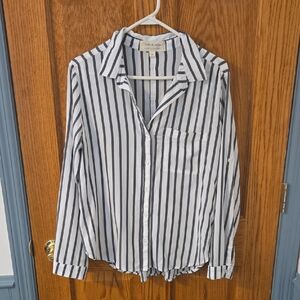 Cloth & Stone Navy and White Striped Shirt